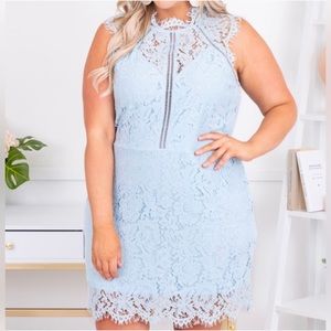 Plus size chic soul blue lace dress